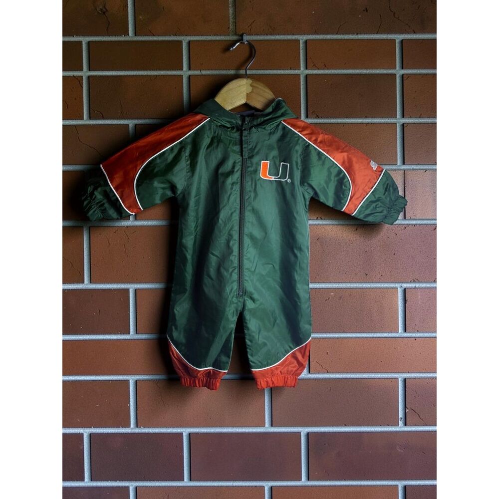 Starter Miami Hurricanes Infant Hooded Bunting Snowsuit 0-3 Months Green Orange